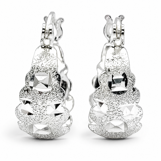 Arracada Chica Diamantada Plata Ley 925
