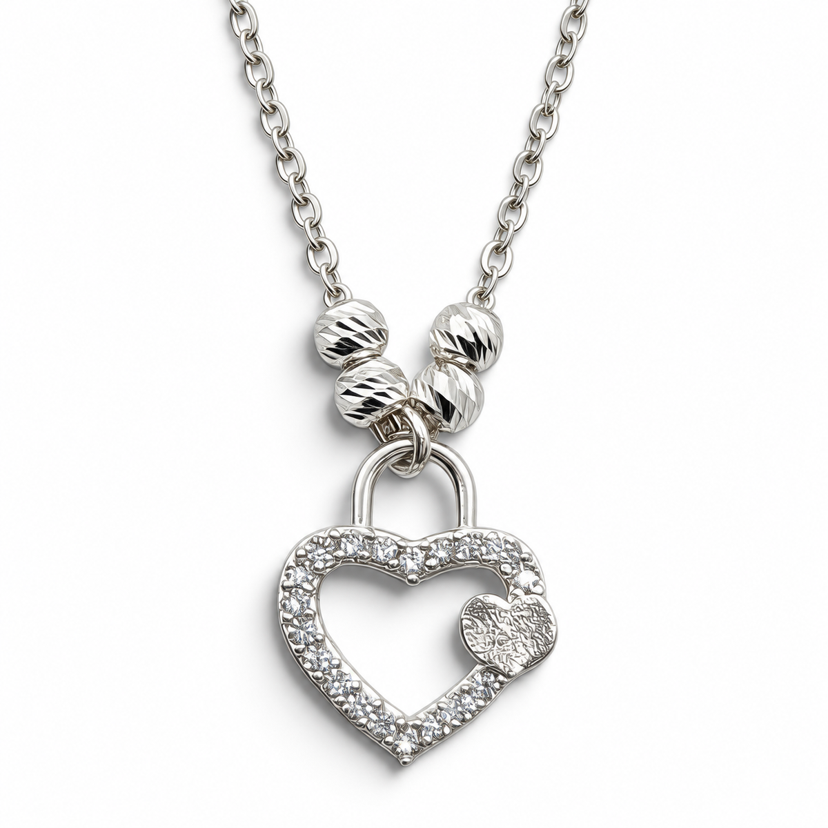 Collar Corazon Zirconia Plata Ley 925