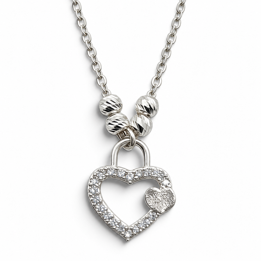 Collar Corazon Zirconia Plata Ley 925