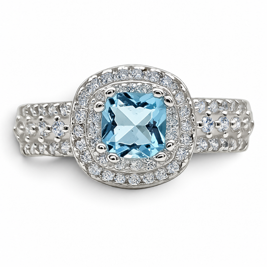 Anillo Zirconias Plata Ley 925