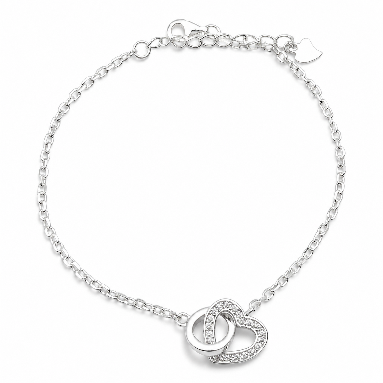 Pulsera Corazon Zirconia Plata Ley 925