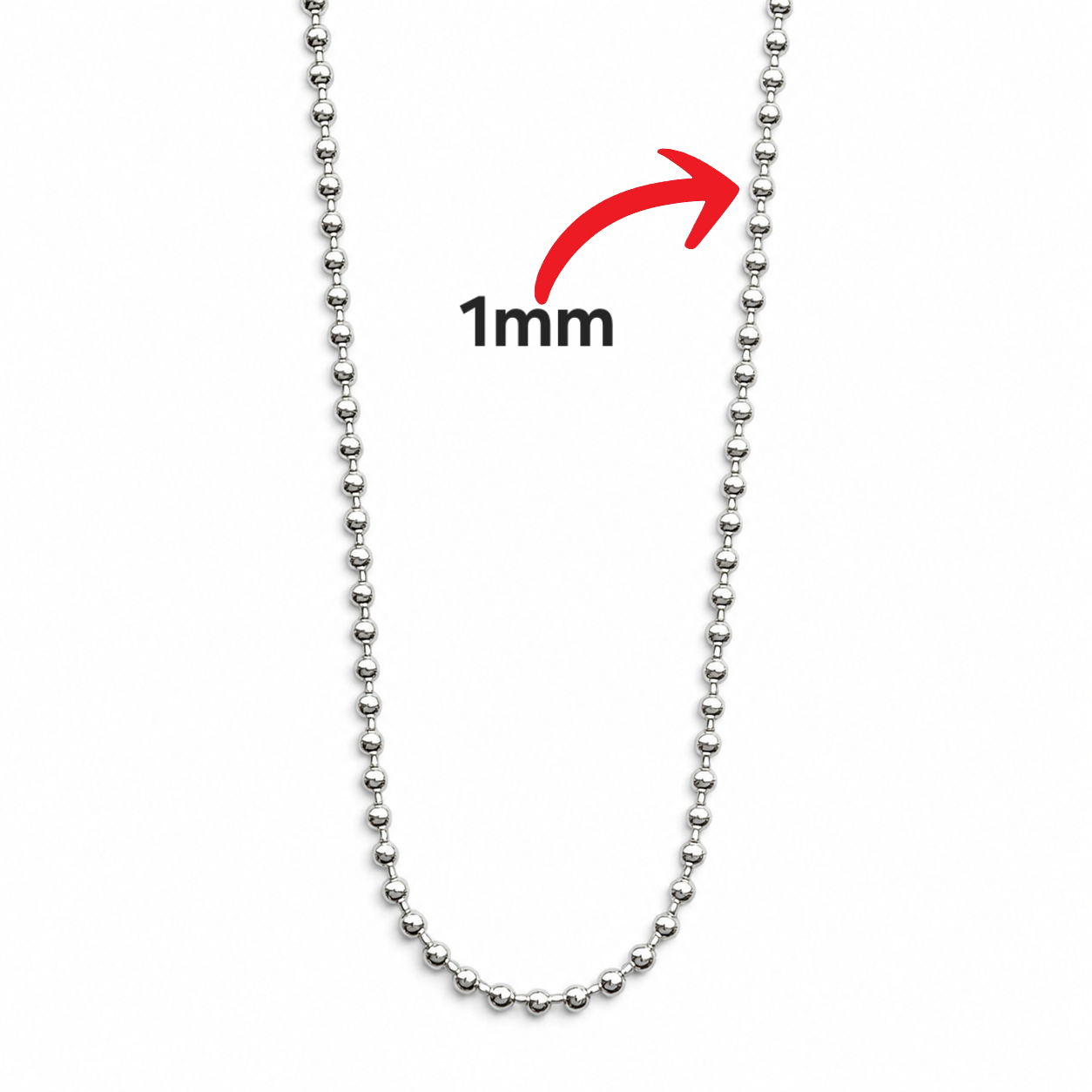 Cadena Bolitas 1mm Plata Ley 925