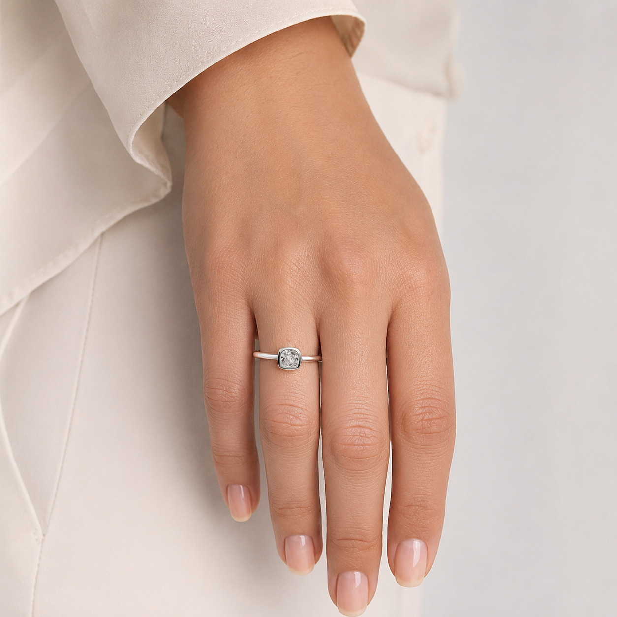 Anillo Zirconia Blanca Plata Ley 925