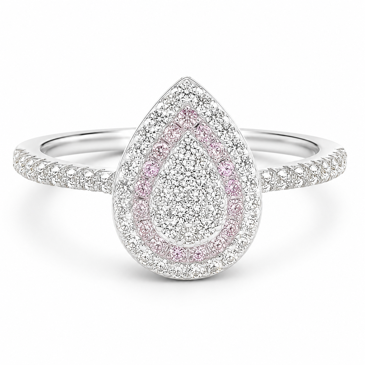 Anillo Gota Zirconia Rosa