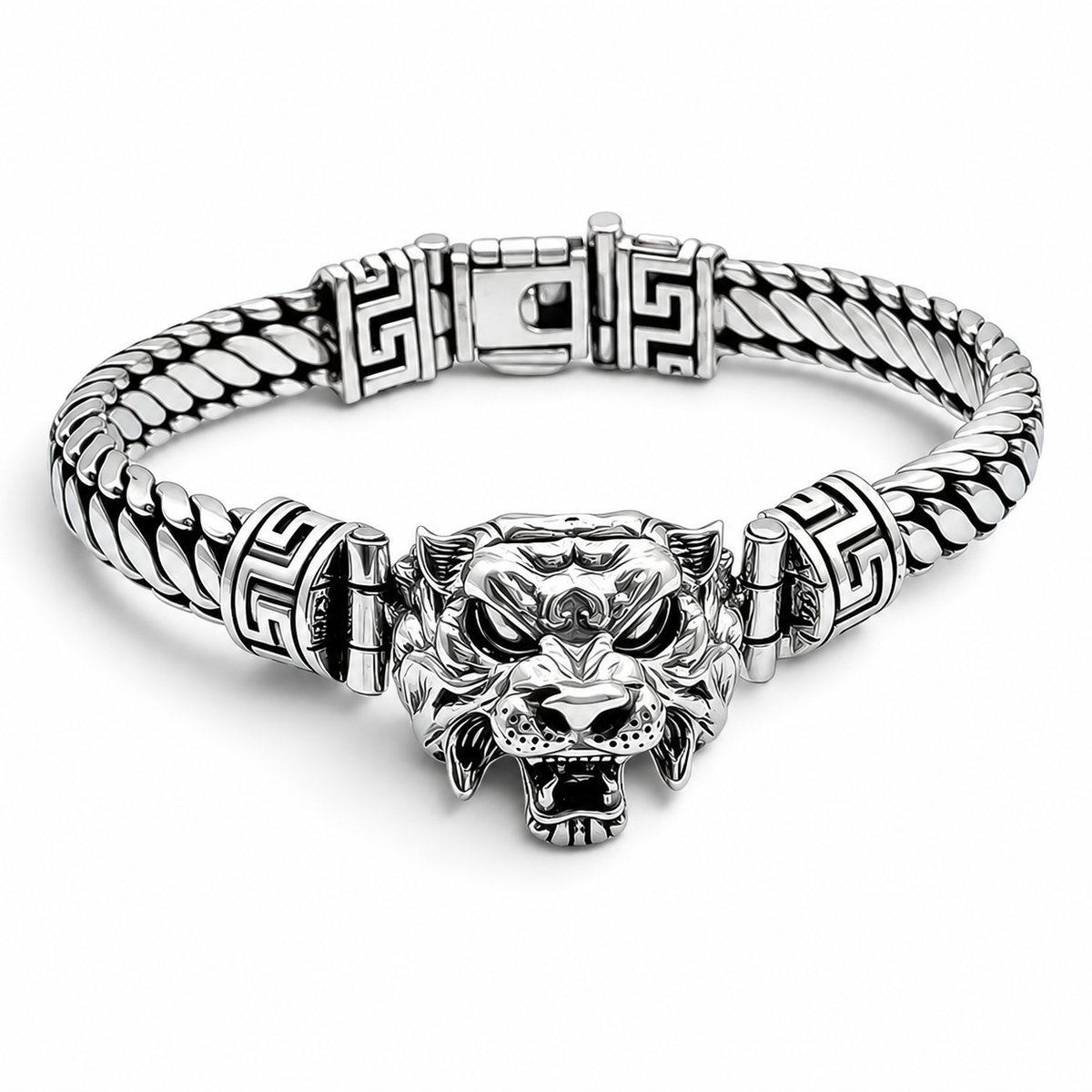 Pulso Tigre 8mm Plata Ley 925