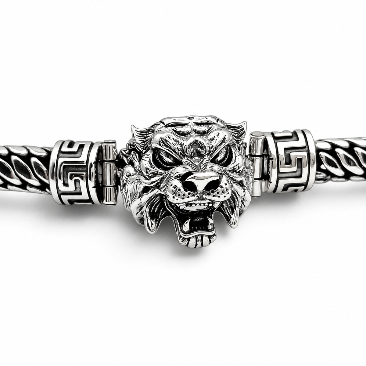 Pulso Tigre 8mm Plata Ley 925