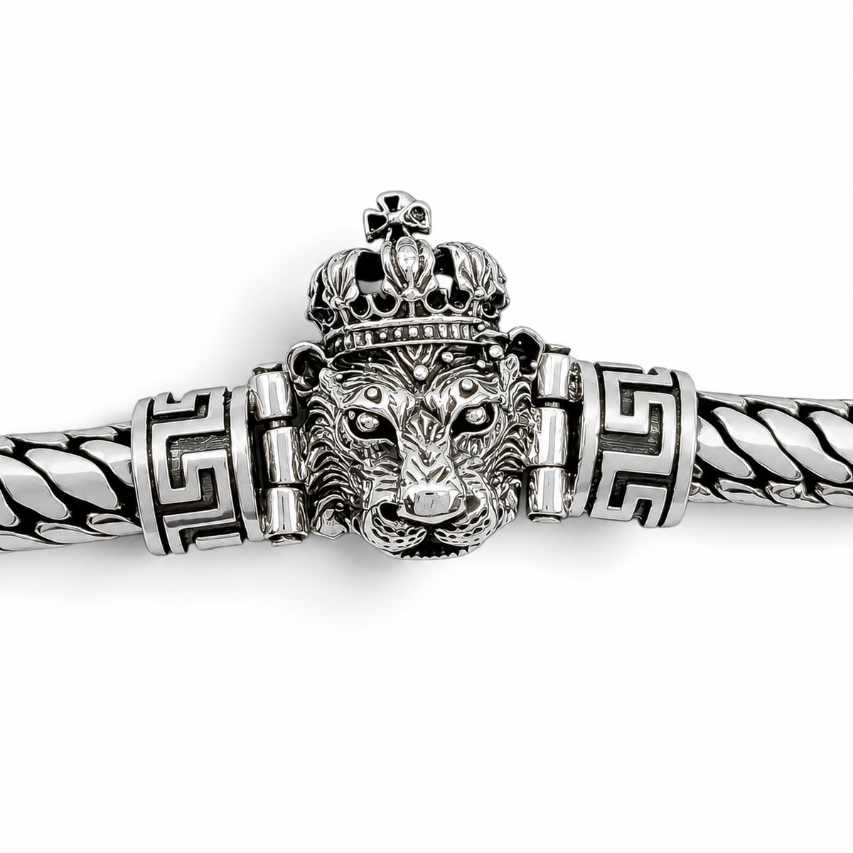 Pulso Rey Leon 8mm Plata Ley 925