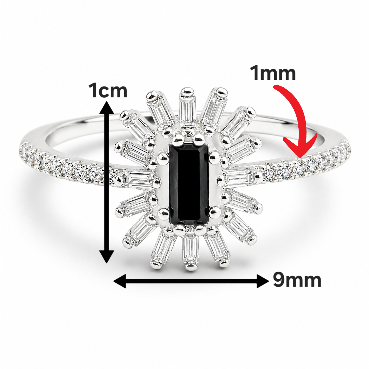 Anillo Flor Negro Zirconia