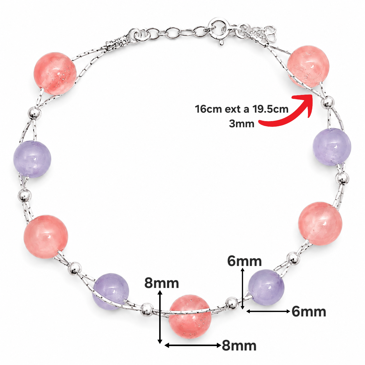 Pulsera Bola Rosa Lila