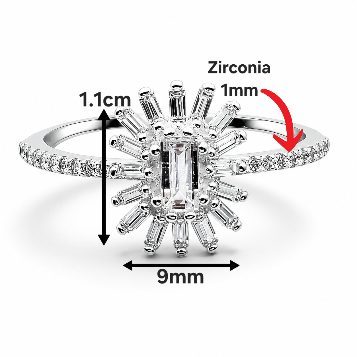 Anillo Flor Blanca Zirconia Plata Ley 925