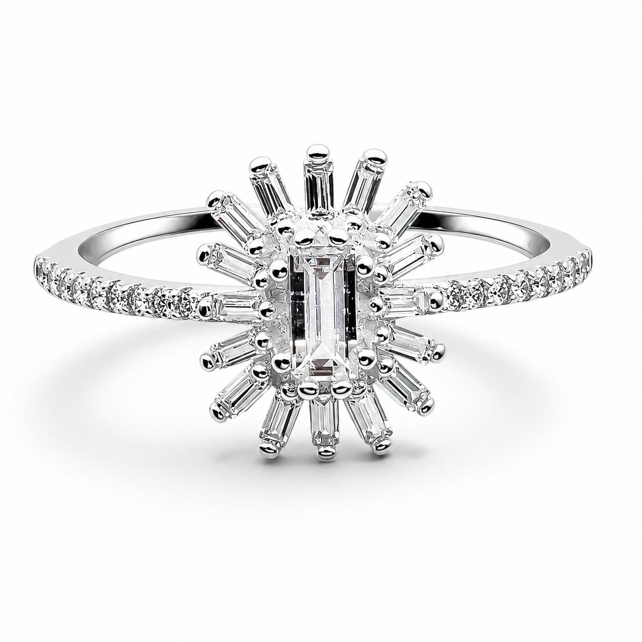 Anillo Flor Blanca Zirconia Plata Ley 925