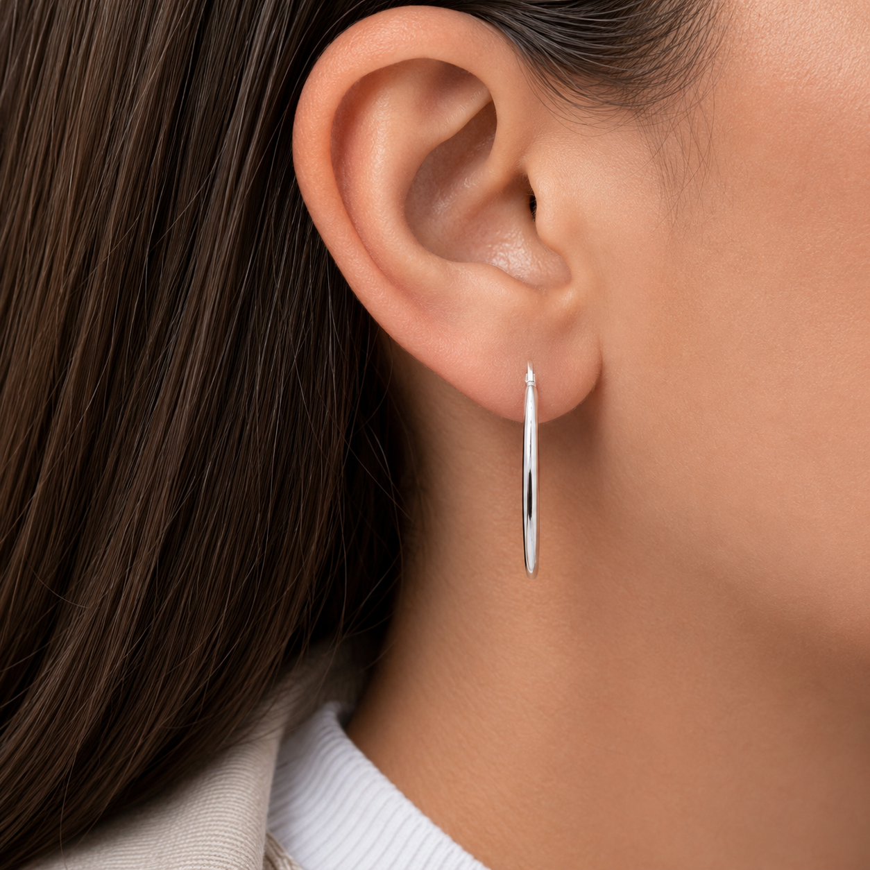 Arracada Plana Plata Ley 925