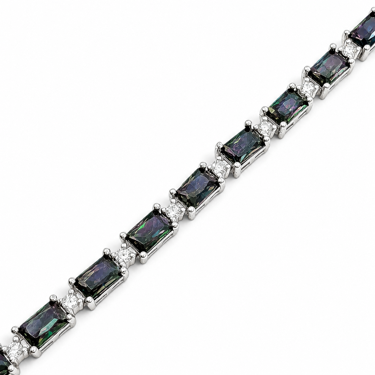Pulsera Tornazol Topacio Mistico Zirconia Plata Ley 925