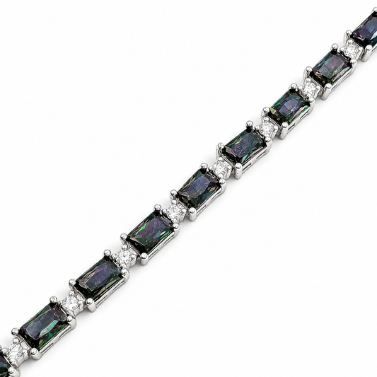 Pulsera Tornazol Topacio Mistico Zirconia Plata Ley 925