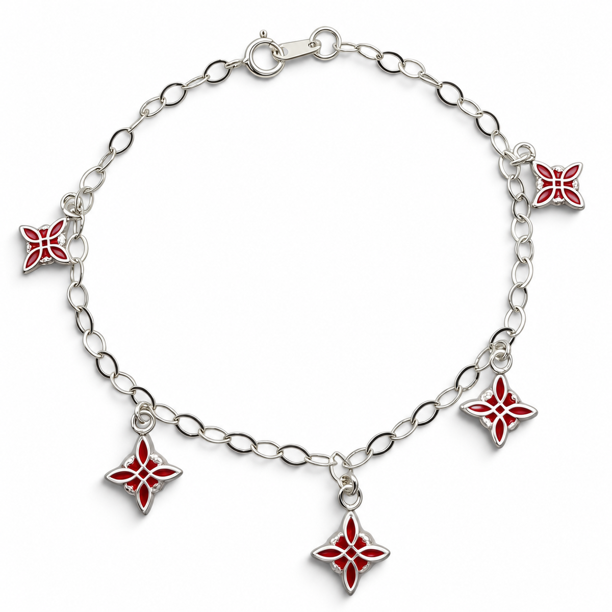 Pulsera Nudo de Bruja Rojo Plata Ley 925