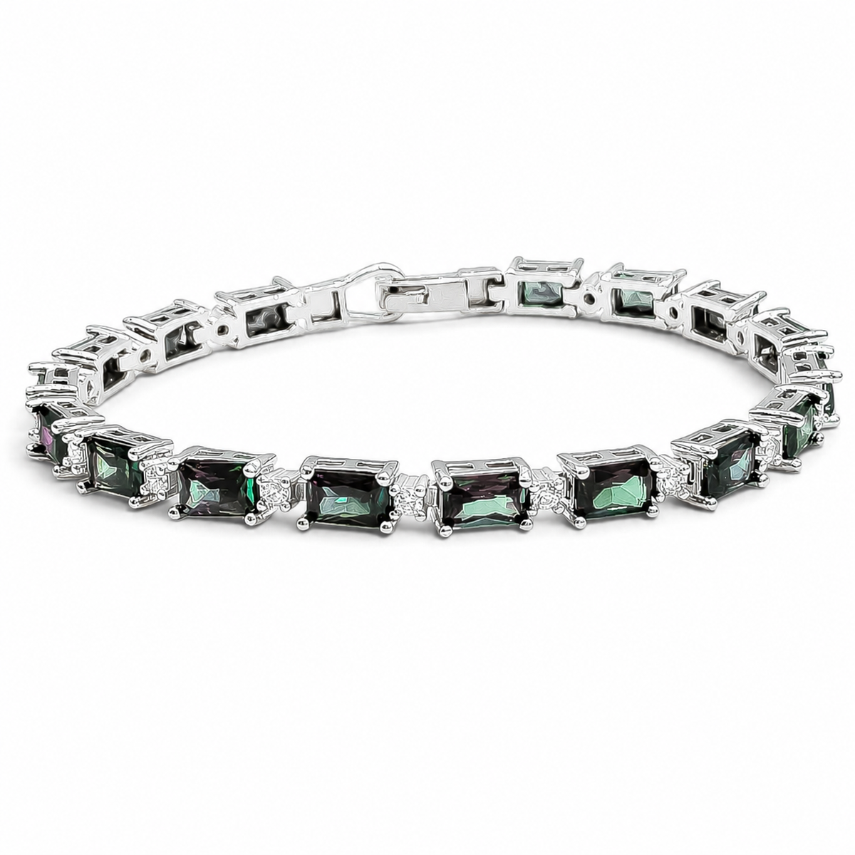 Pulsera Tornazol Topacio Mistico Zirconia Plata Ley 925