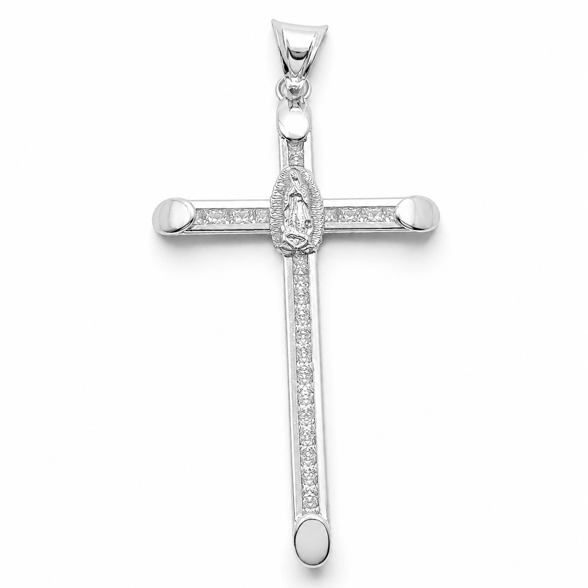 Dije Cruz Virgen Grande Plata Ley 925