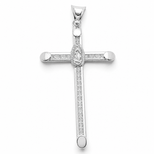 Dije Cruz Virgen Grande Plata Ley 925