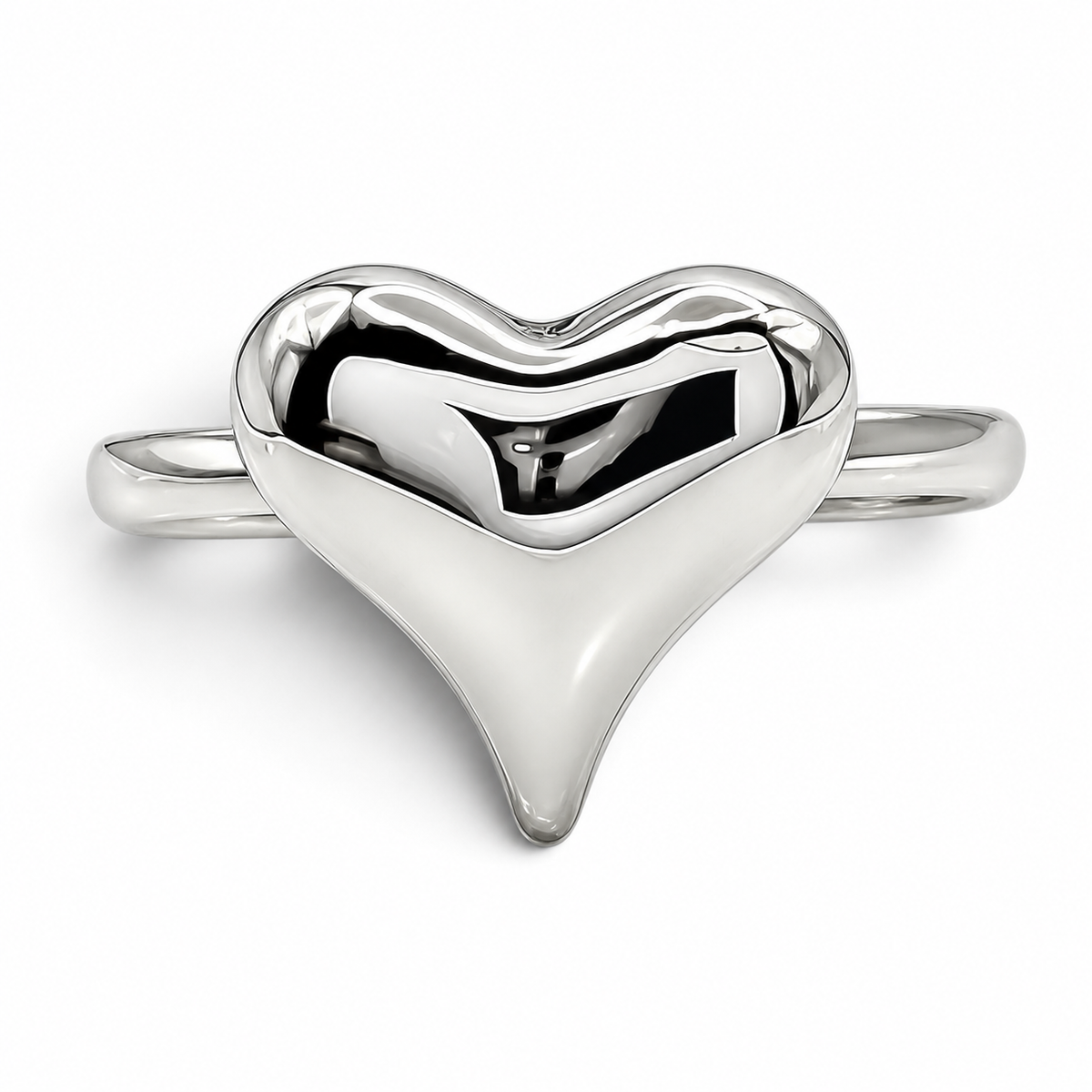 Anillo Corazon Liso Plata Ley 925