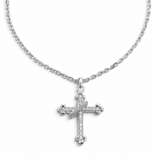 Collar Cruz Zirconia Plata Ley 925