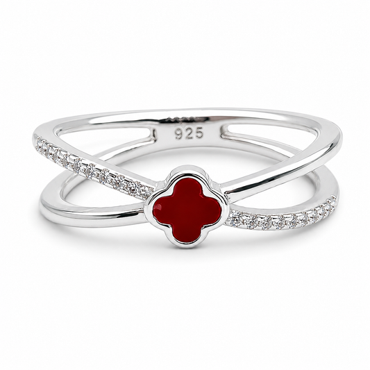Anillo Rojo Van Plata Ley 925