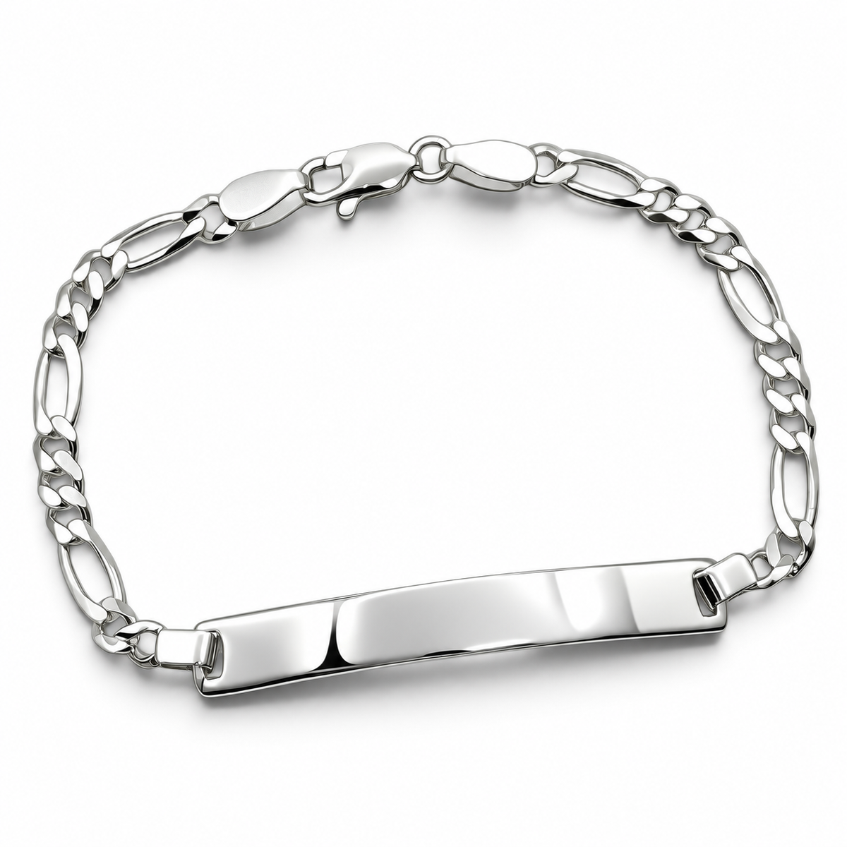 Esclava Figaro Lisa 4mm Plata Ley 925