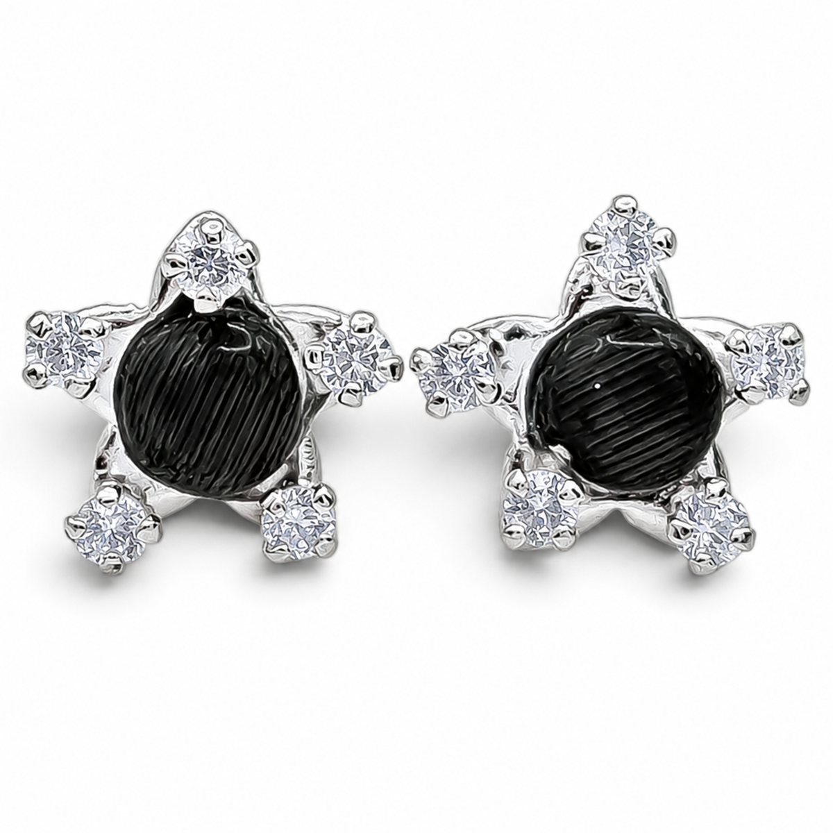 Broquel Estrella Negro Blanco Plata Ley 925