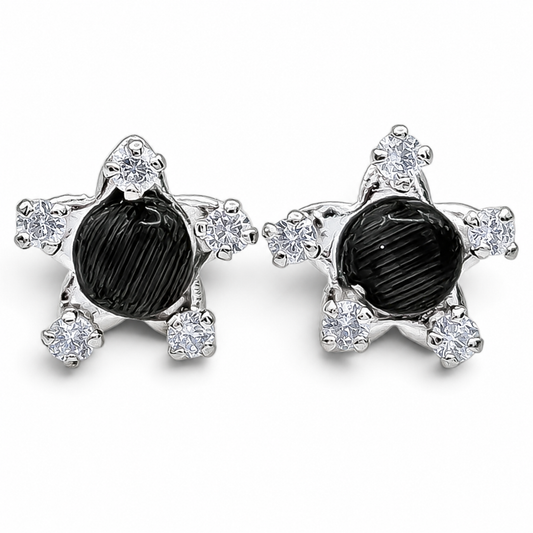 Broquel Estrella Negro Blanco Plata Ley 925