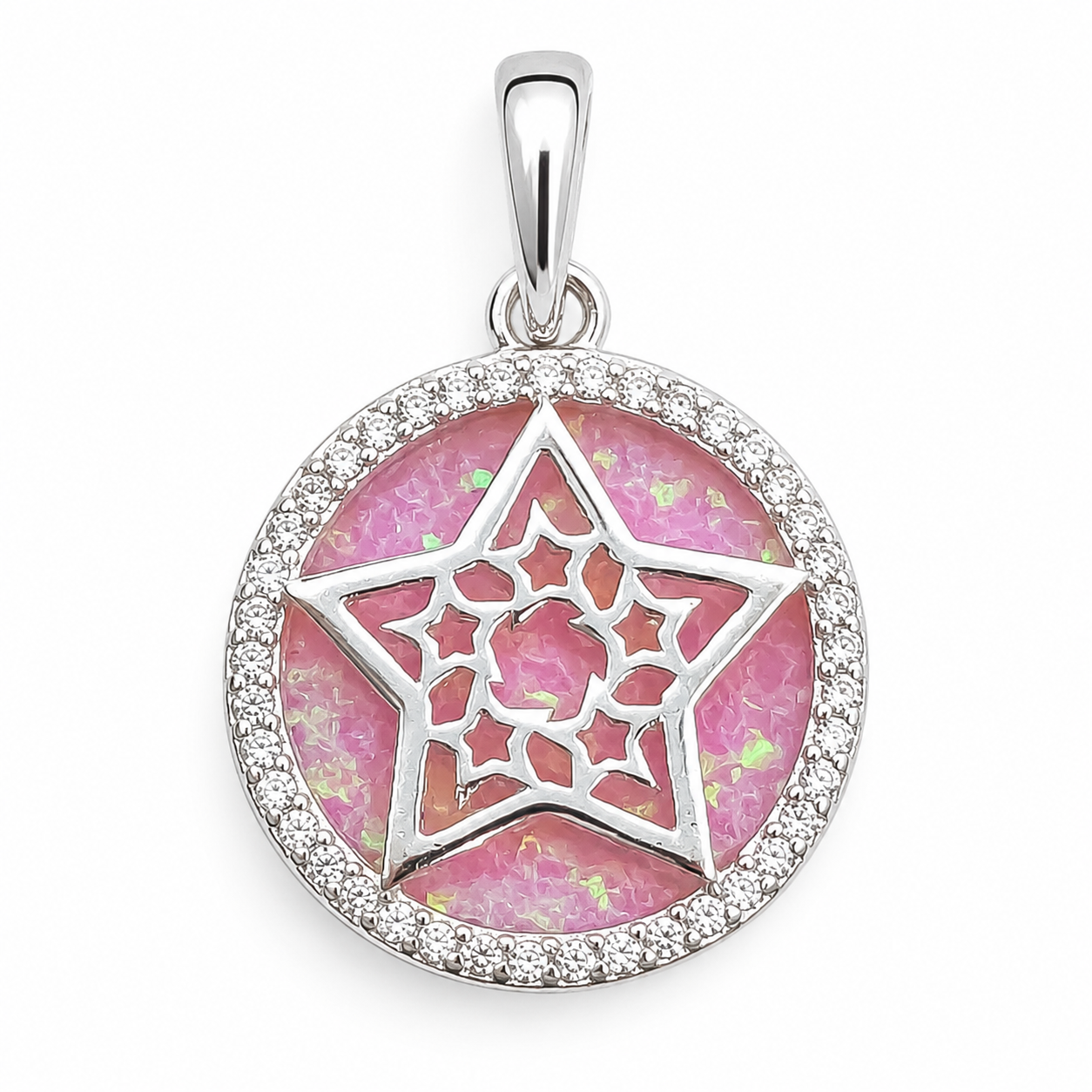 Dije Estrella Opalo Rosa Plata Ley 925