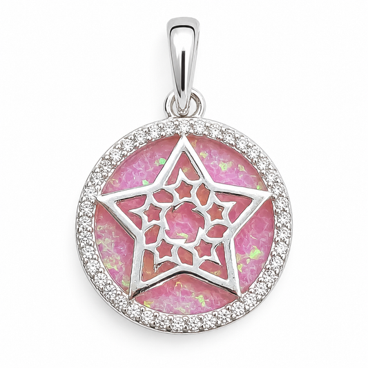 Dije Estrella Opalo Rosa Plata Ley 925