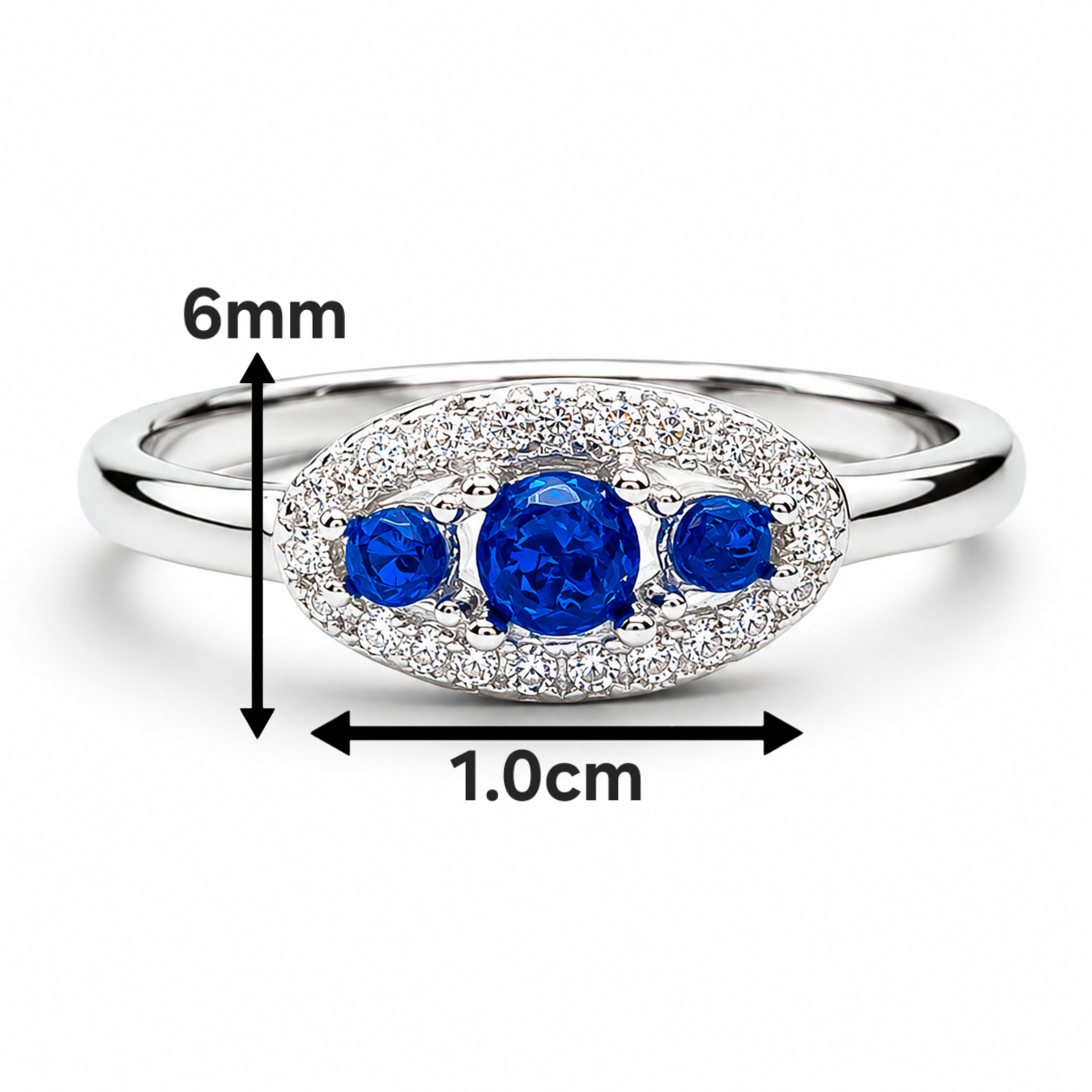 Anillo 3 Opalos Azul Plata Ley 925