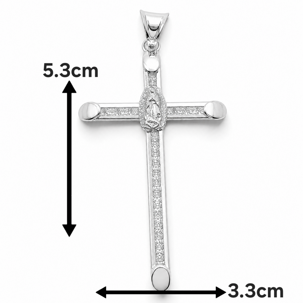 Dije Cruz Virgen Grande Plata Ley 925