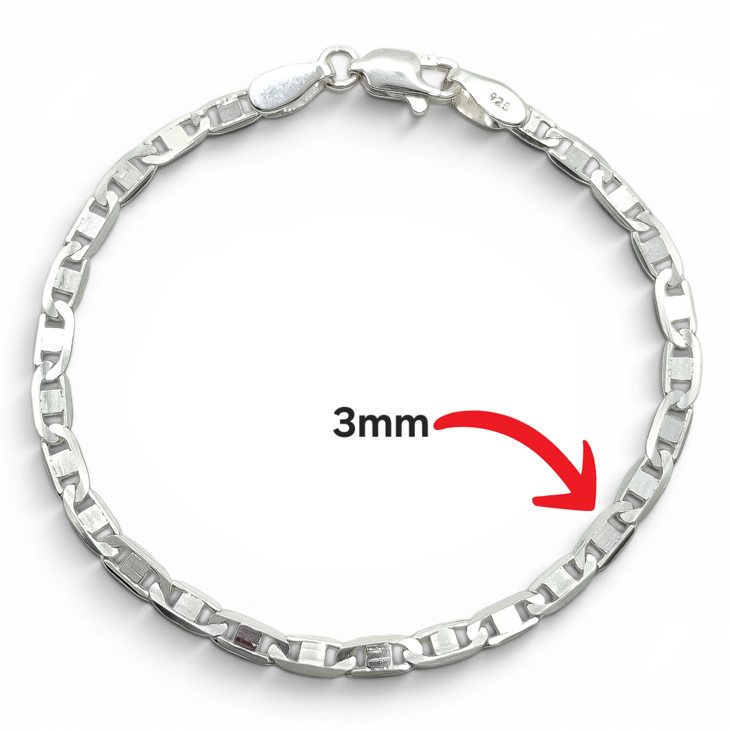 Pulso Gucci Liso 3mm Plata Ley 925