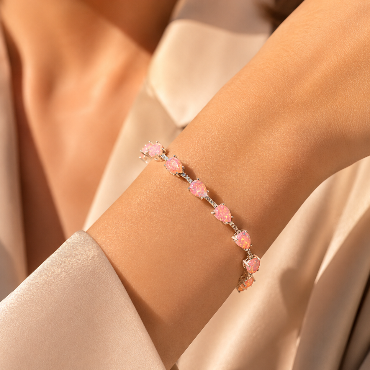 Pulsera Opalo Rosa Gota