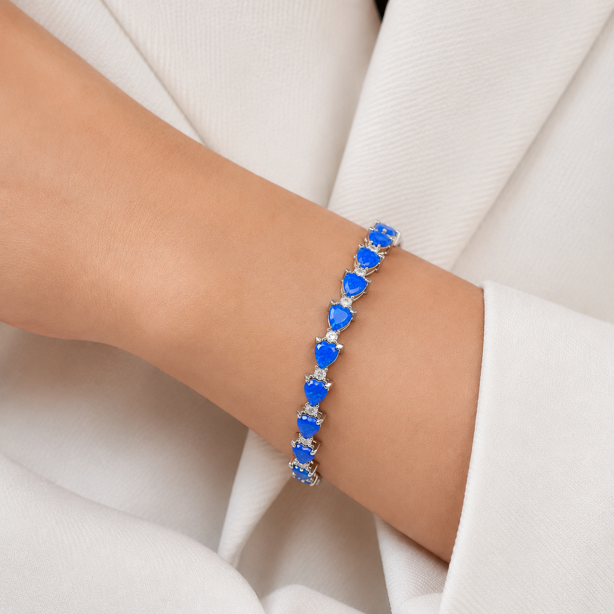 Pulsera Opalo Azul Corazon