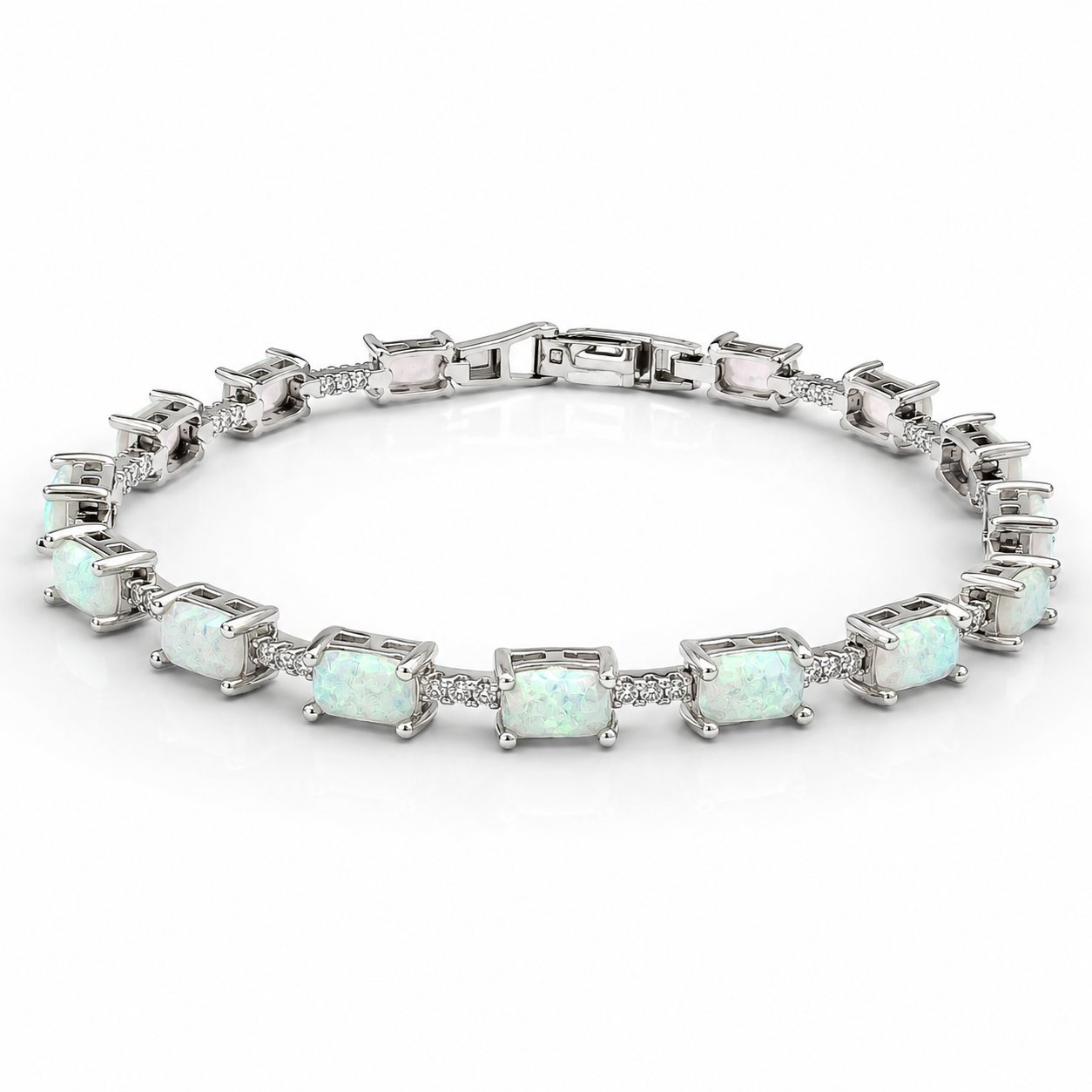 Pulsera Opalo Blanco Cuadro
