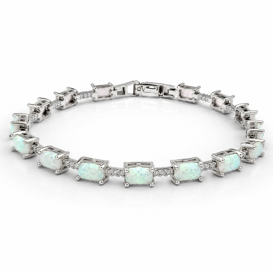 Pulsera Opalo Blanco Cuadro