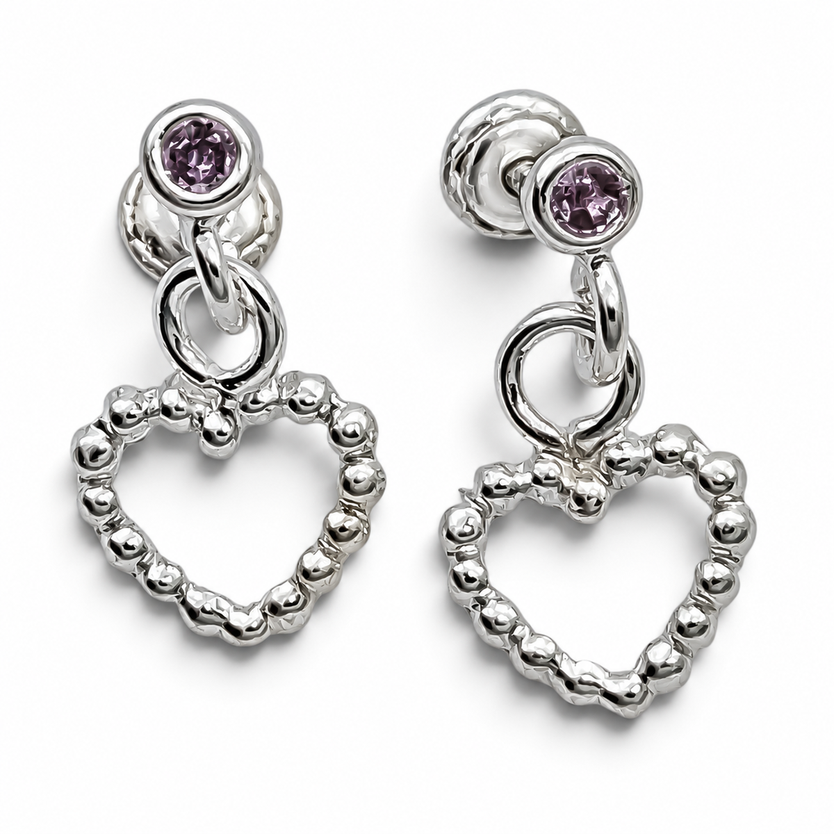 Broquel Corazoncito Rosa Plata Ley 925