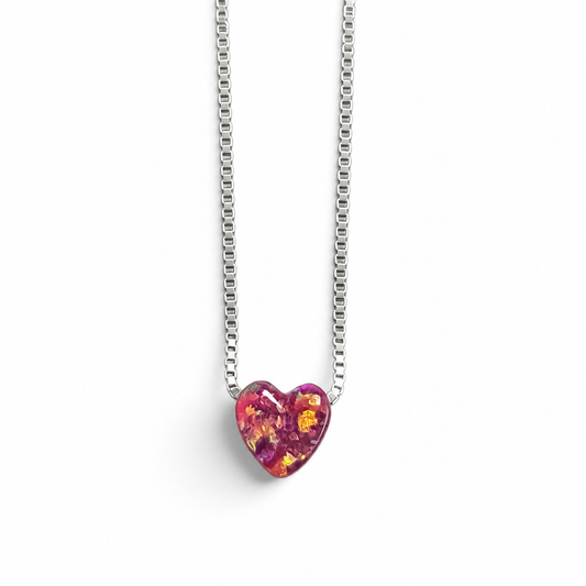 Collar Corazon Opalo Rosa Chico Plata Ley 925