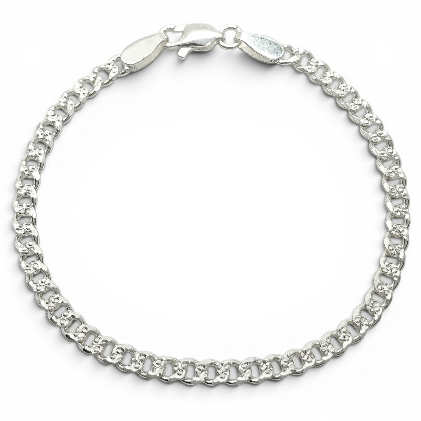 Pulso Cubano Diamantado 3mm Plata Ley 925