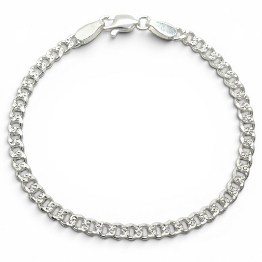 Pulso Cubano Diamantado 3mm Plata Ley 925