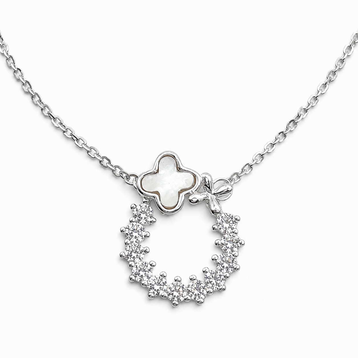 Collar Zirconia Flor Plata Ley 925