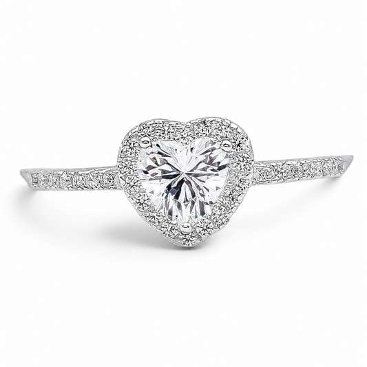 Anillo Corazon Zirconia Blanca Plata Ley 925