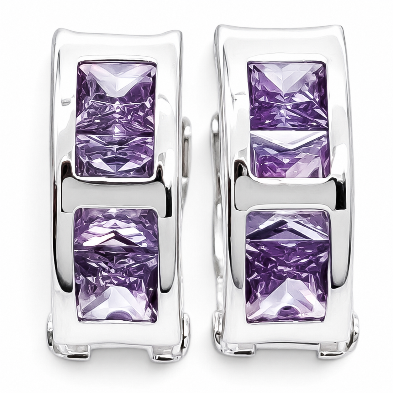 Hugguies Zirconia Lila Plata Ley 925