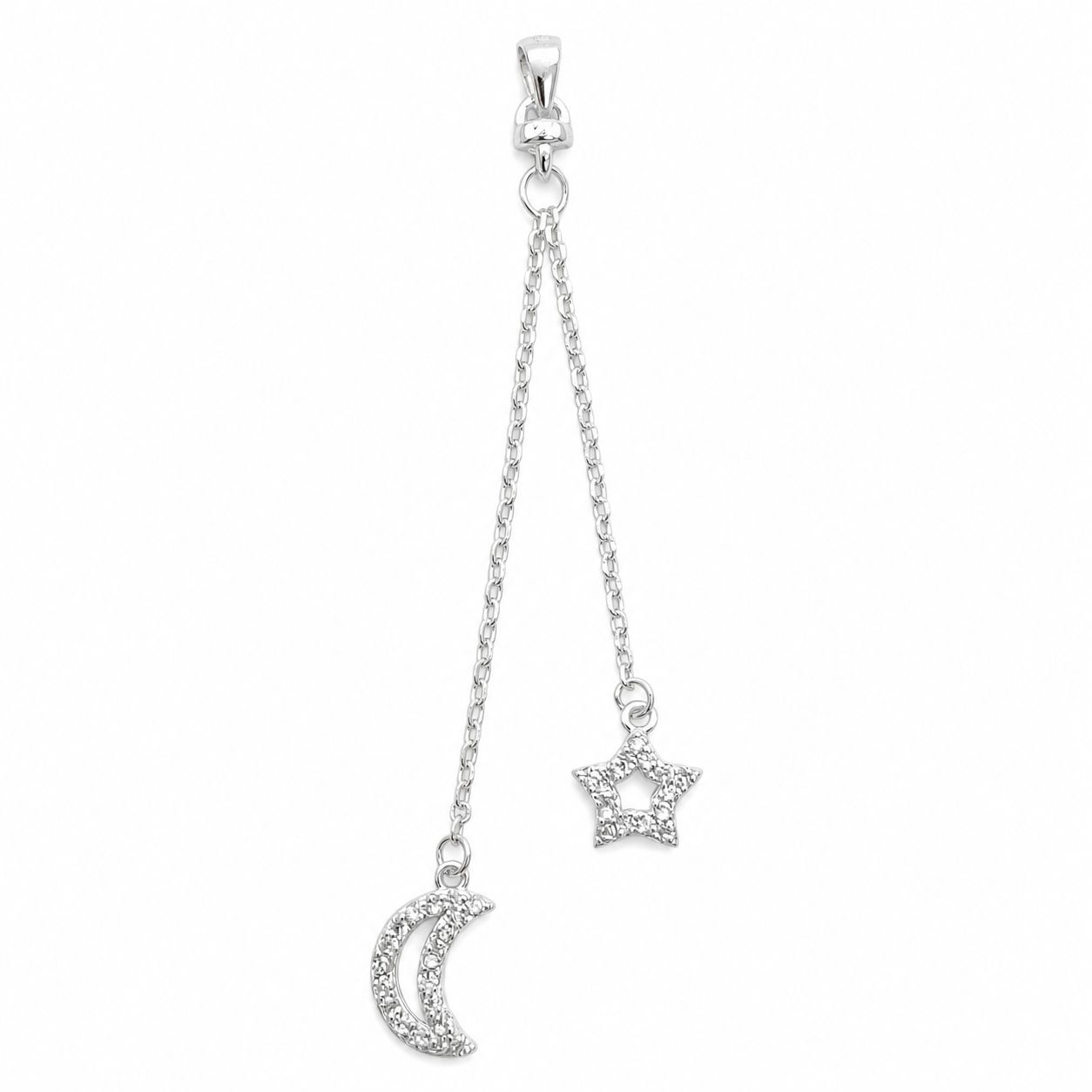 Dije Luna Estrella Largo Plata Ley 925