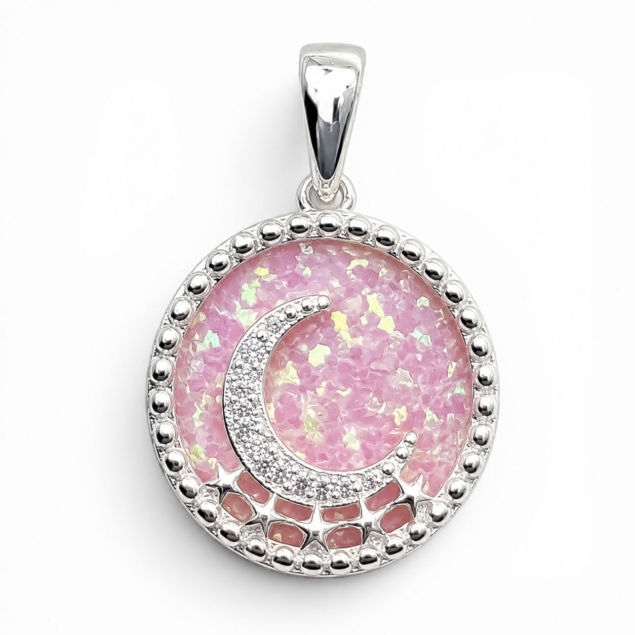 Dije Opalo Rosa Luna Plata Ley 925
