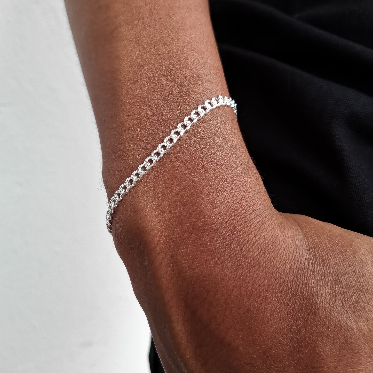 Pulso Cubano Diamantado 3mm Plata Ley 925