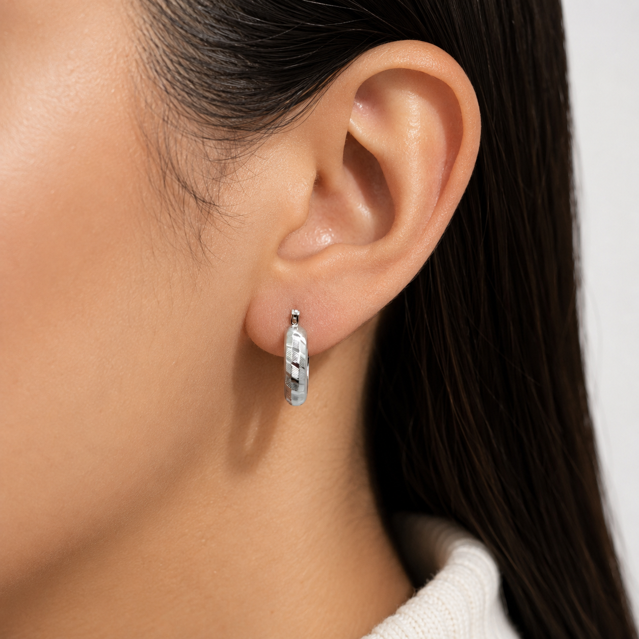Arracada Diamantada Chica Plata Ley 925