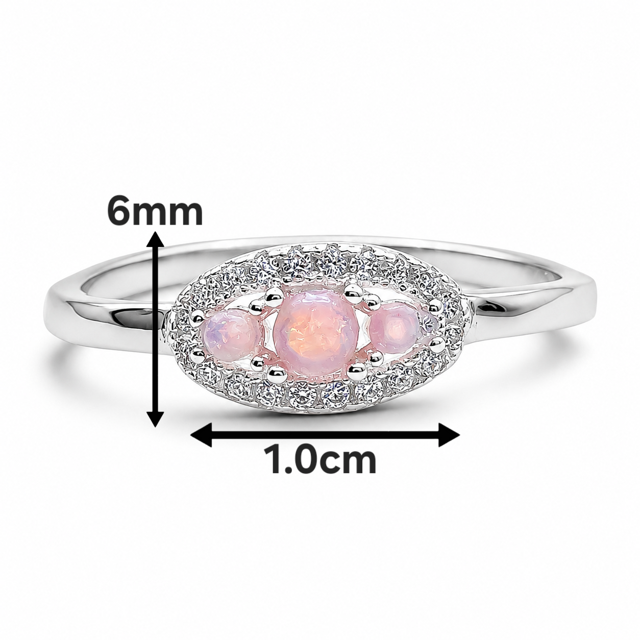 Anillo 3 Opalos Rosa Plata Ley 925