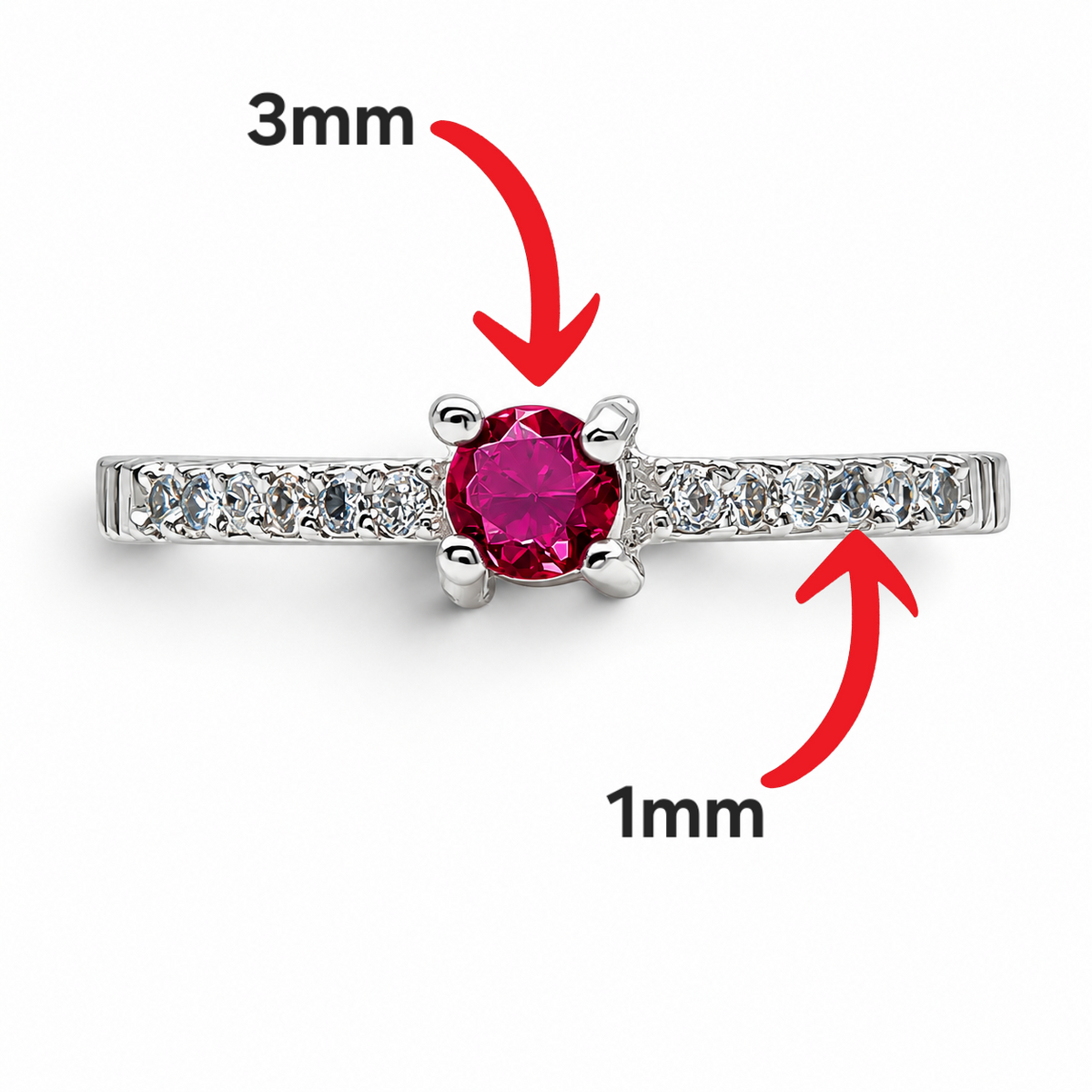 Anillo Zirconia Roja Plata Ley 925